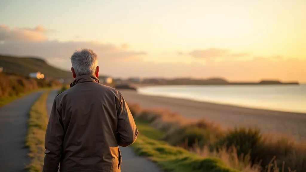 Scenic view of Galway Bay coastline with Salthill promenade stretching along golden sandy beach