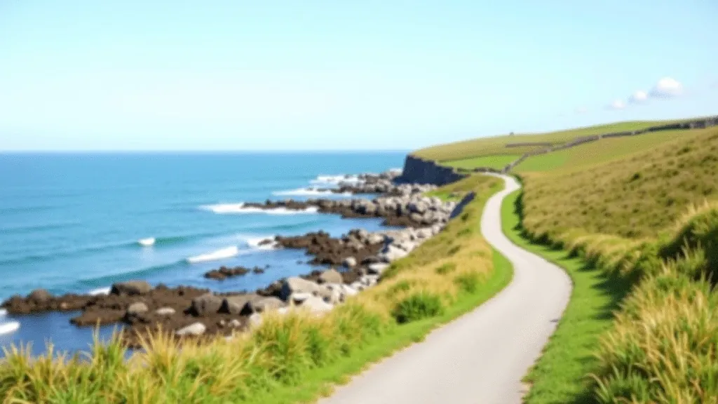 Galway coastal path with rocky shoreline and scenic ocean views